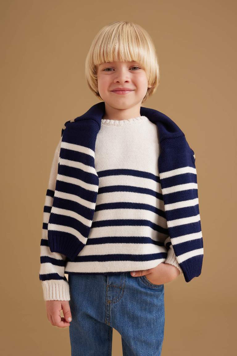 Baby Boy Crew Neck Striped Pullover