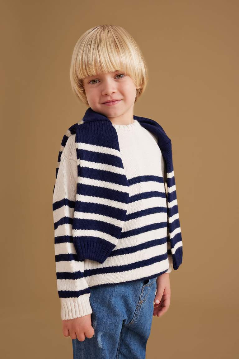 Baby Boy Crew Neck Striped Pullover