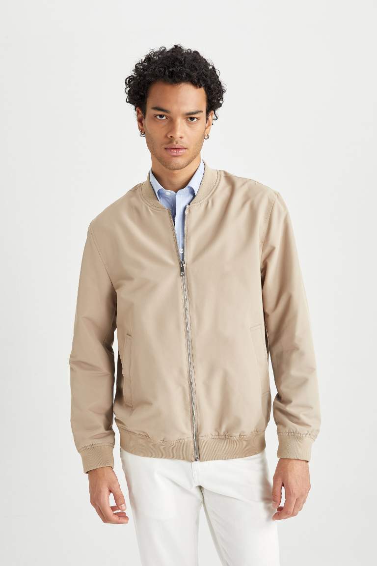 Beige MAN Slim Fit Bomber Jacket 2795345 | DeFacto