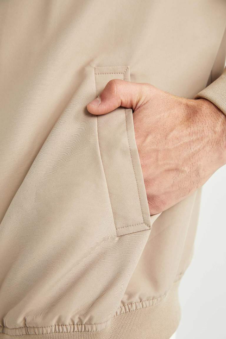 Slim Fit Bomber Mont Ceket Dar Kesim Kolej Yaka Fermuarlı Çift Cepli Mevsimlik Hafif İnce