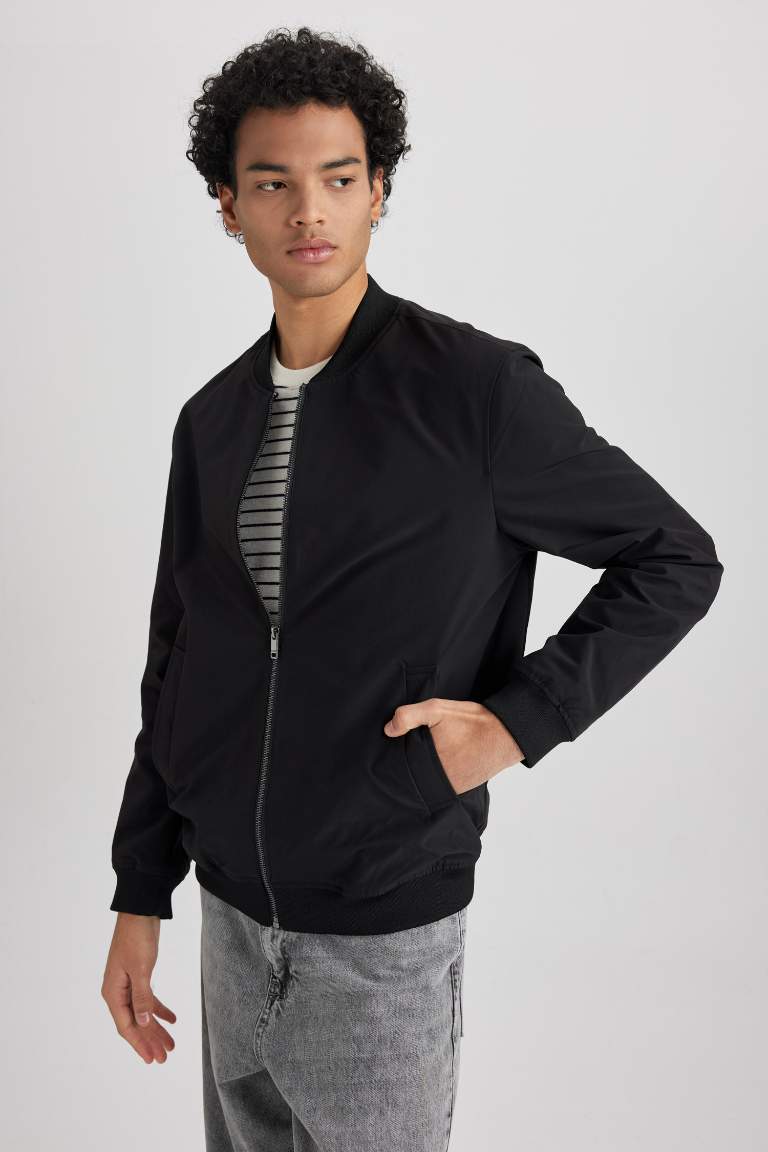 Black Man Slim Fit Bomber Jacket 2795344 | DeFacto