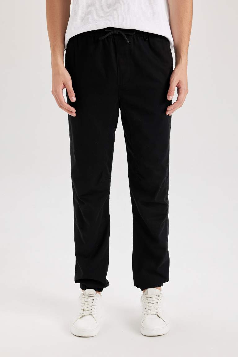 Regular Fit Elastic Band Gabardine Trousers