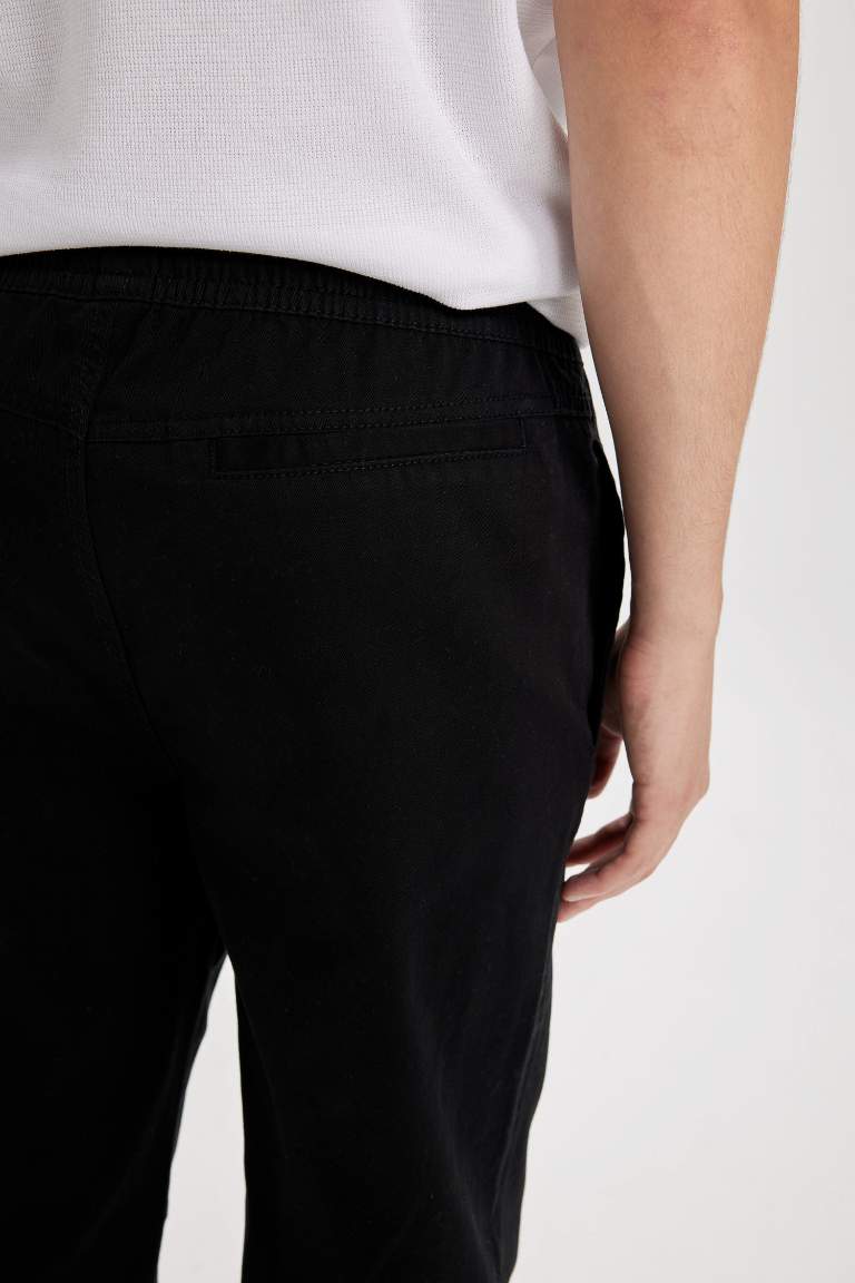 Regular Fit Elastic Band Gabardine Trousers