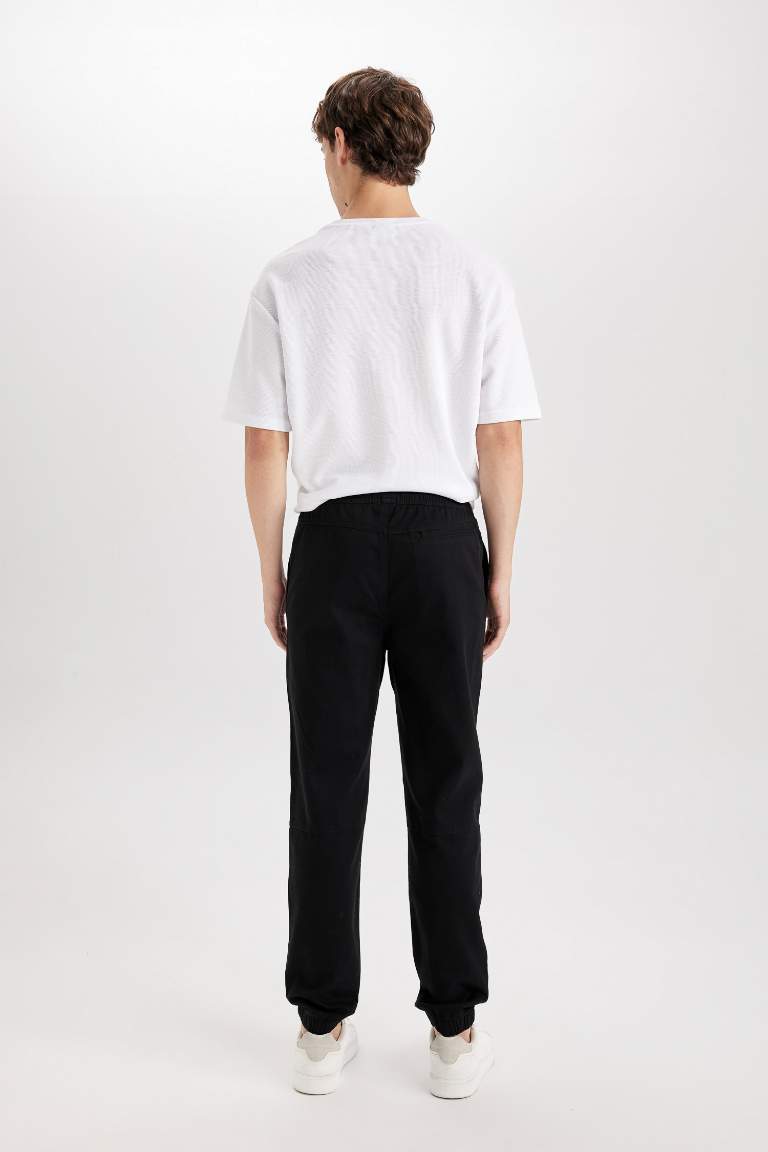 Regular Fit Elastic Band Gabardine Trousers