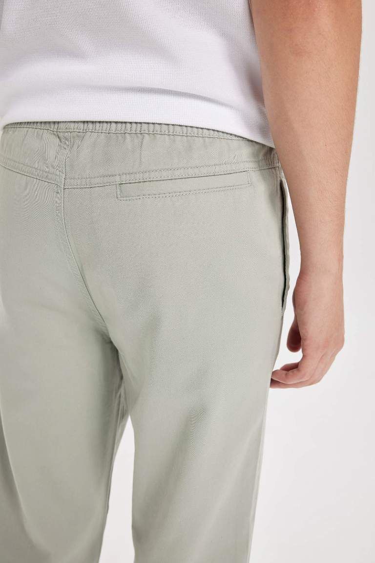 Regular Fit Elastic Band Gabardine Trousers