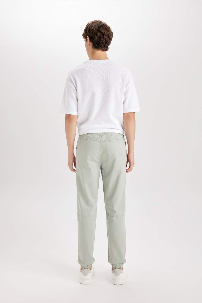 Regular Fit Elastic Band Gabardine Trousers