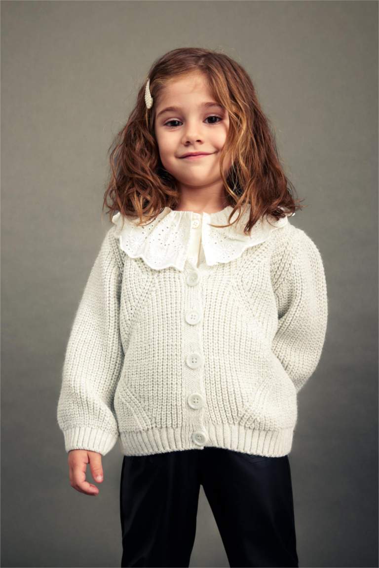 Cardigan Uni Pour Fille - Mélange Coton Doux - Veste Tricotée Pour Hiver, École Ou Fête D'Anniversaire