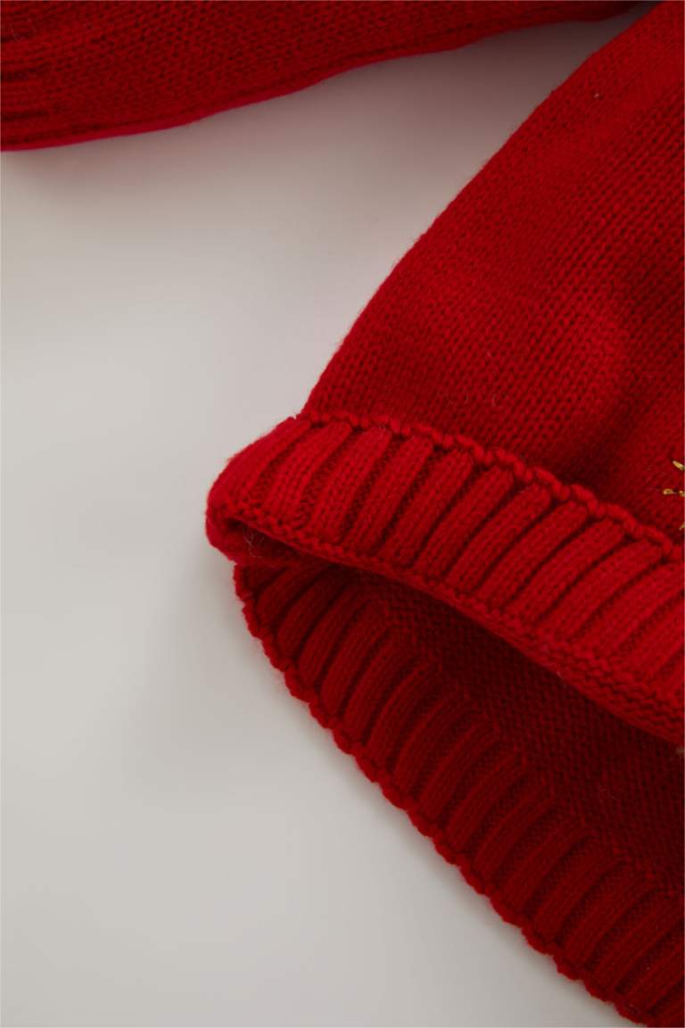 بلوز صوف بناتي قصة عادية بياقة مستديرة