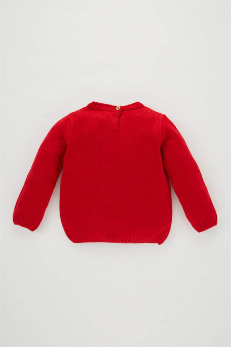 بلوز صوف بناتي قصة عادية بياقة مستديرة