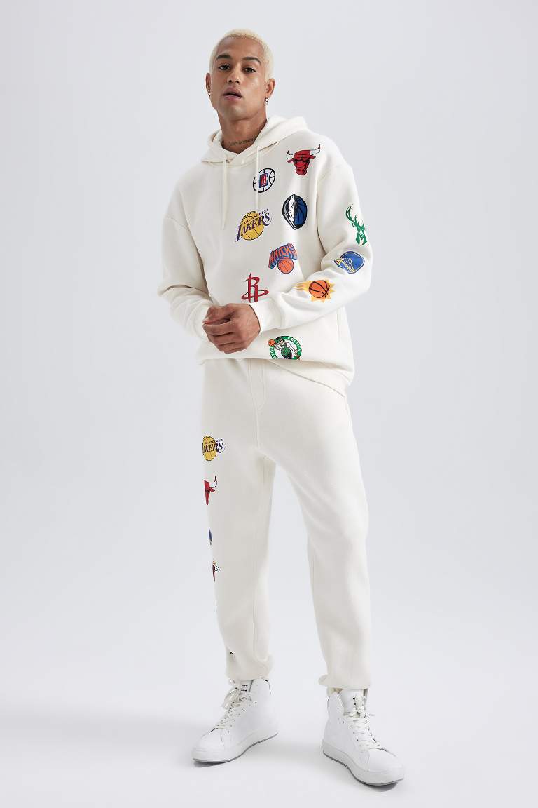 DeFactoFit NBA Current Teams Comfort Fit Kapüşonlu Kalın Sweatshirt