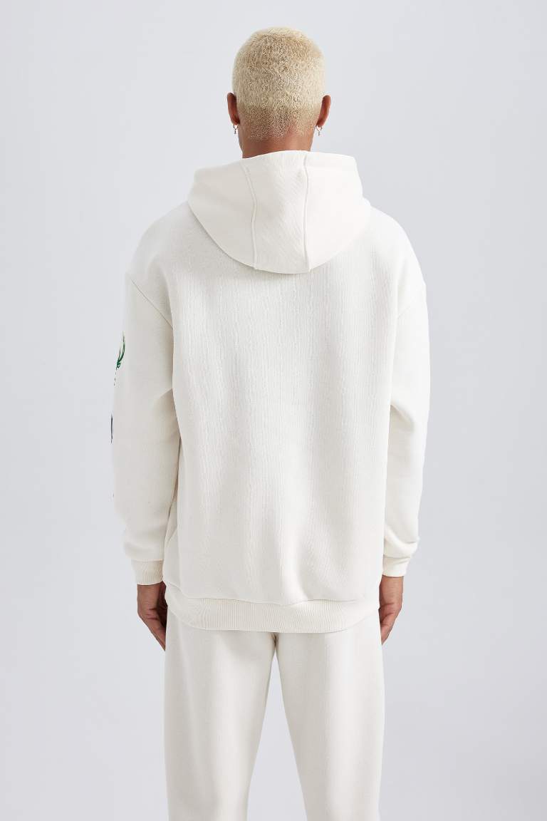 DeFactoFit NBA Current Teams Comfort Fit Kapüşonlu Kalın Sweatshirt