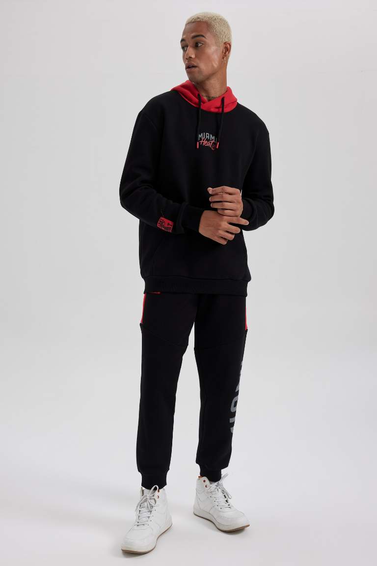 DeFactoFit NBA Miami Heat Regular Fit Kapüşonlu Kalın Sweatshirt