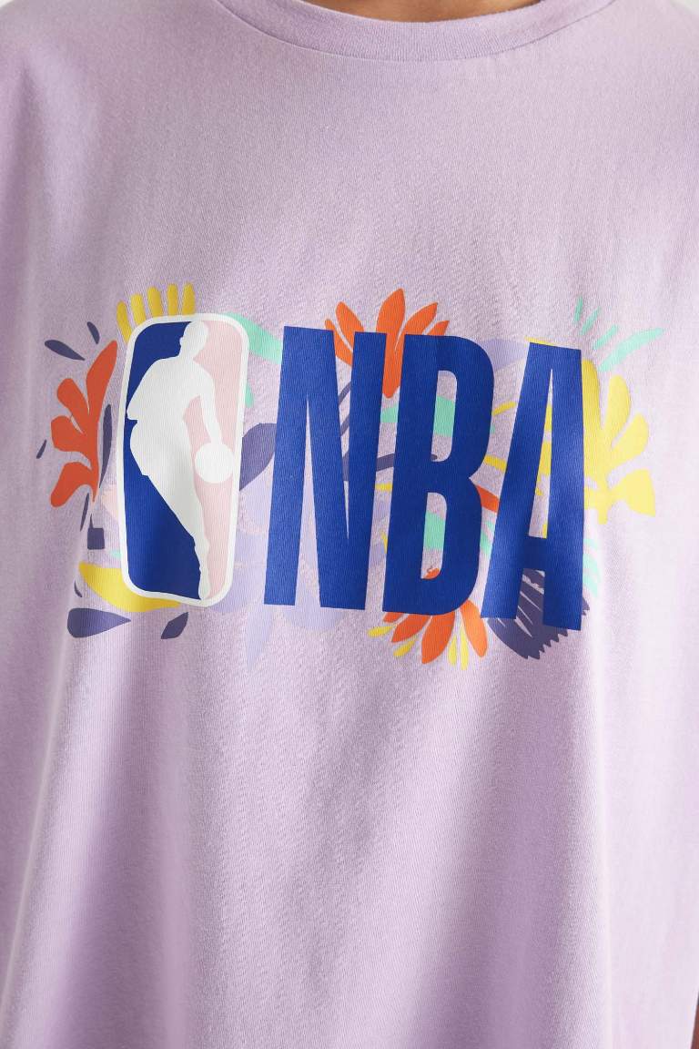 DeFactoFit NBA Lisanslı Oversize Fit Bisiklet Yaka Kısa Kollu %100 Pamuk Tişört