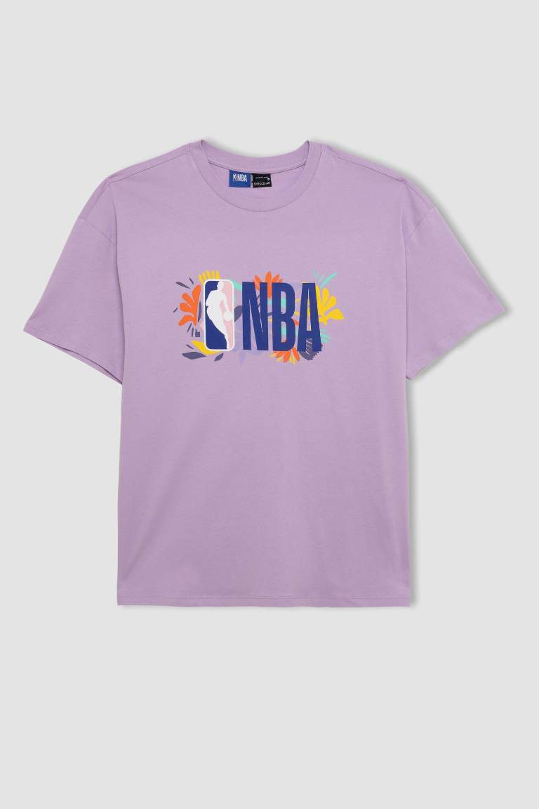 DeFactoFit NBA Lisanslı Oversize Fit Bisiklet Yaka Kısa Kollu %100 Pamuk Tişört