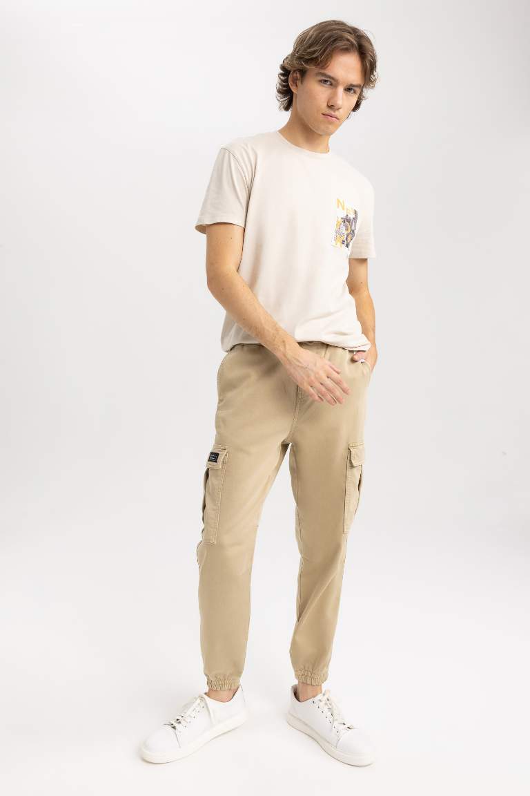 Regular Kargo Cepli Beli Bağcıklı Lastikli Paça Gabardin Jogger Pantolon