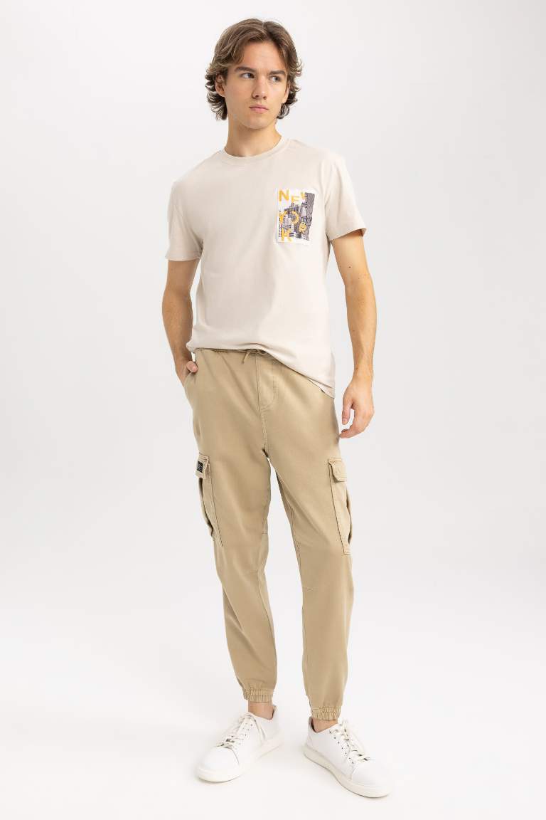 Regular Kargo Cepli Beli Bağcıklı Lastikli Paça Gabardin Jogger Pantolon