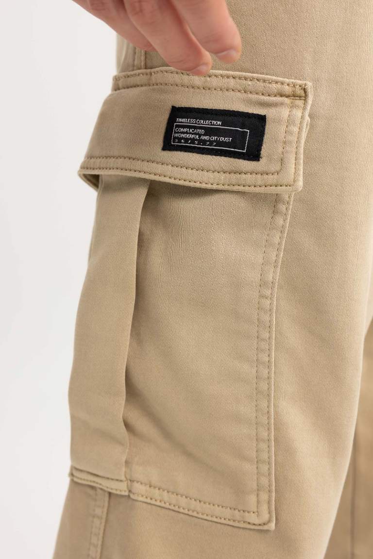Regular Kargo Cepli Beli Bağcıklı Lastikli Paça Gabardin Jogger Pantolon