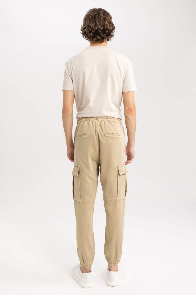 Regular Kargo Cepli Beli Bağcıklı Lastikli Paça Gabardin Jogger Pantolon