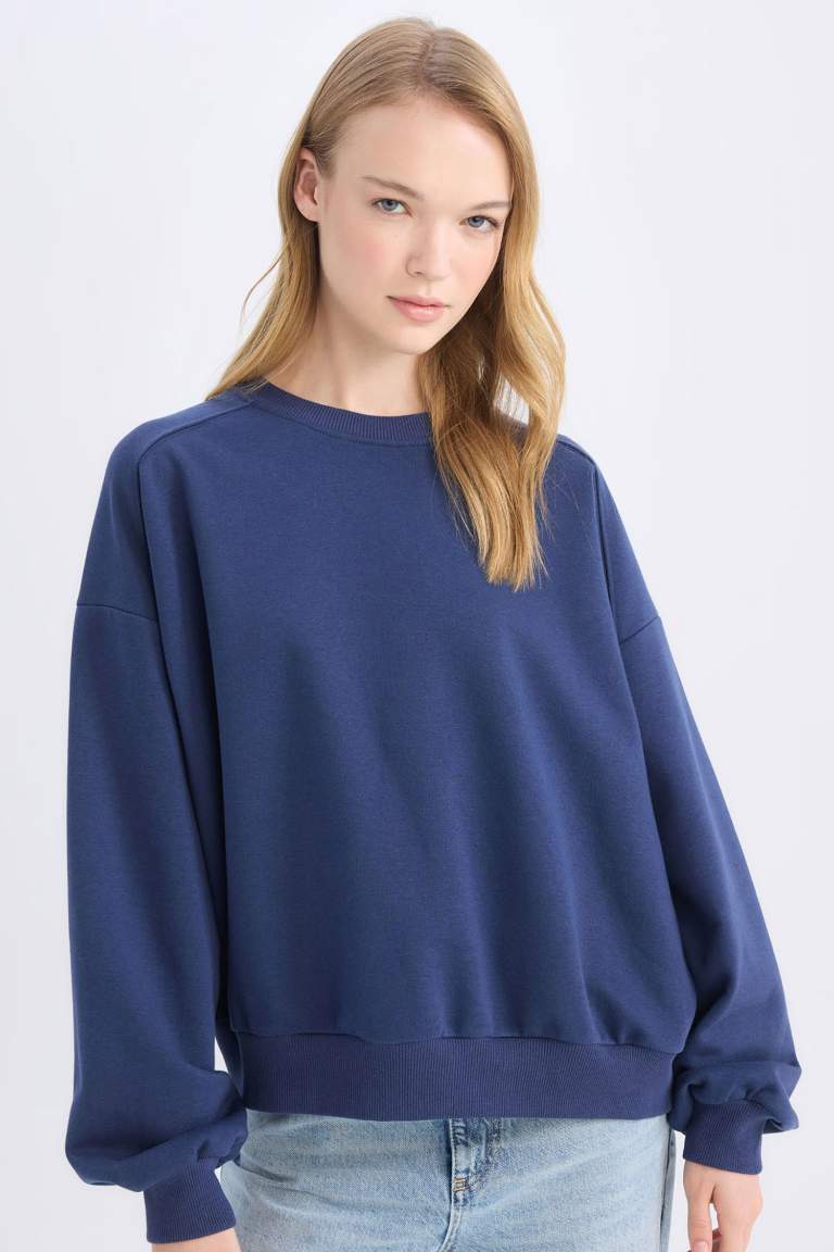 Oversize Fit Crew Neck Thick Sweatshirt