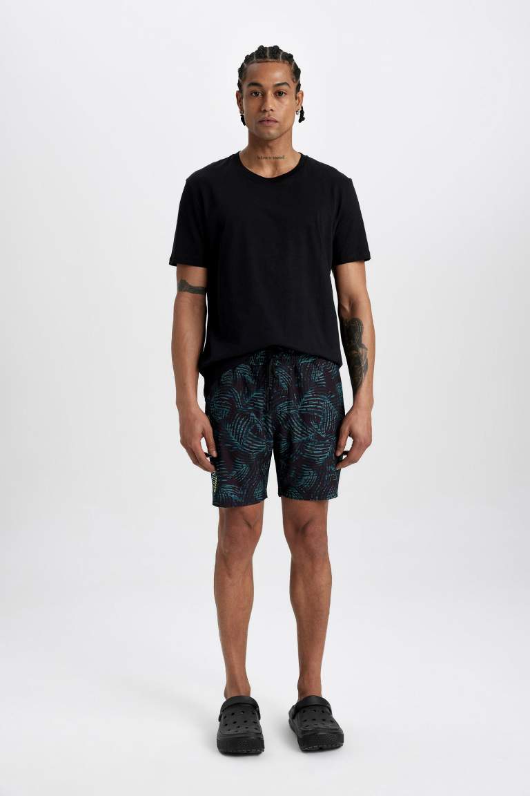 DeFactoFit Regular Fit Printed Flexible Textured Swim Shorts