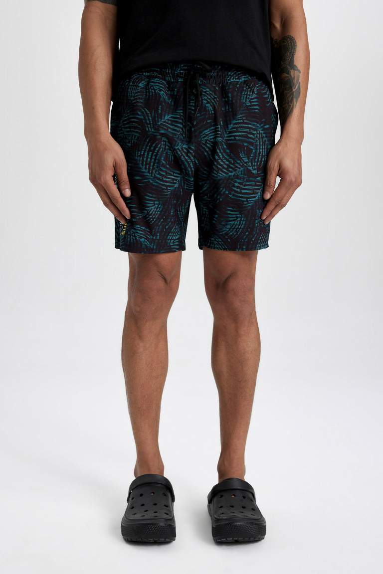 DeFactoFit Regular Fit Printed Flexible Textured Swim Shorts