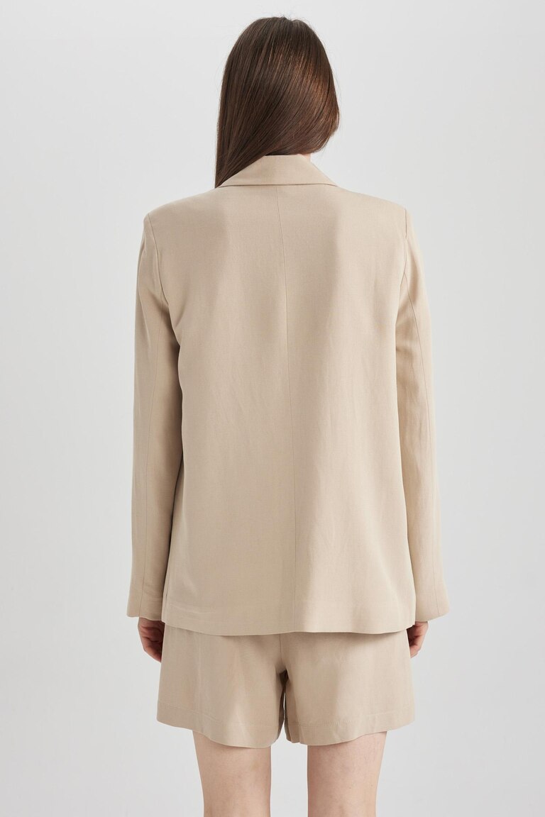 Blazer Femme En Lin Mélangé Naturel Taille 12 Neuf Avec étiquette - Manches Longues Doublé