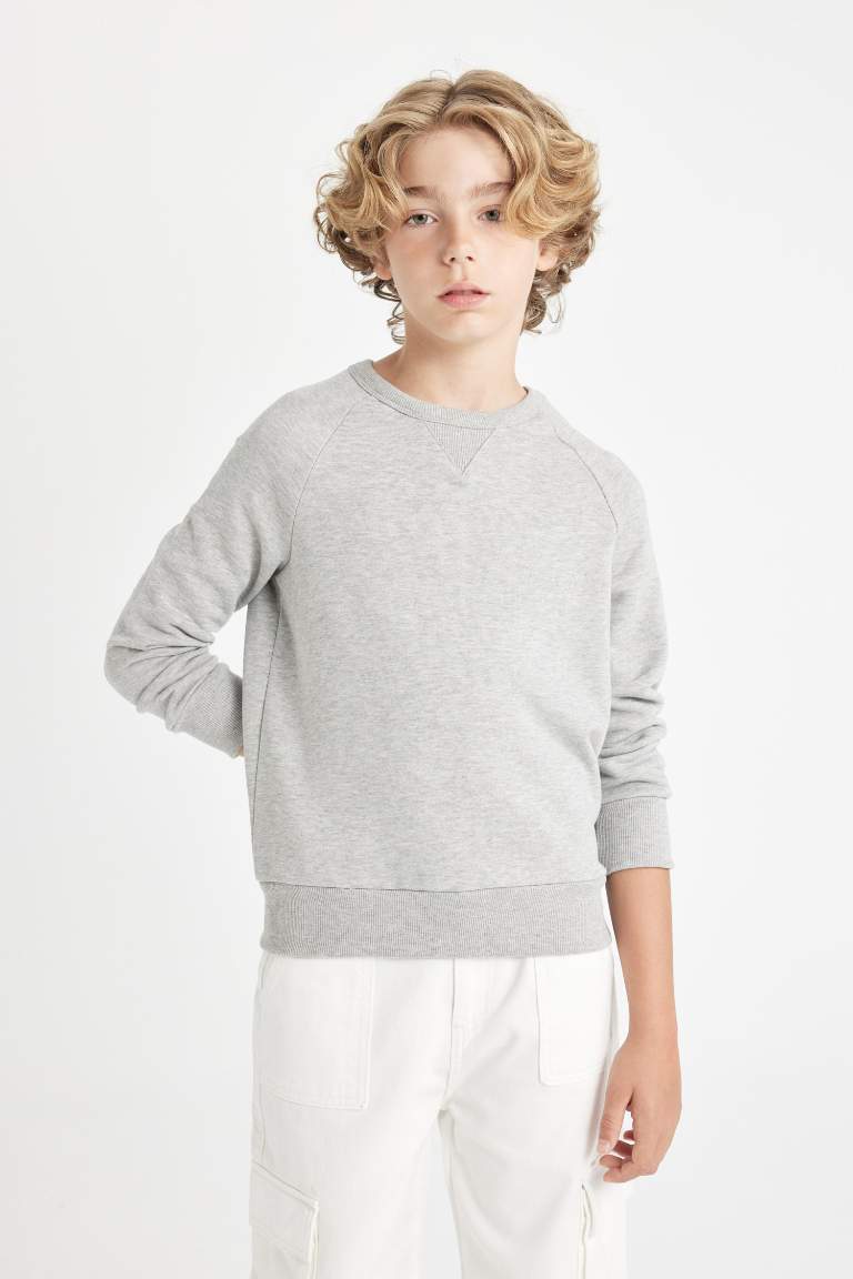 Boy Boy Crew Neck Gray School Sweatshirt