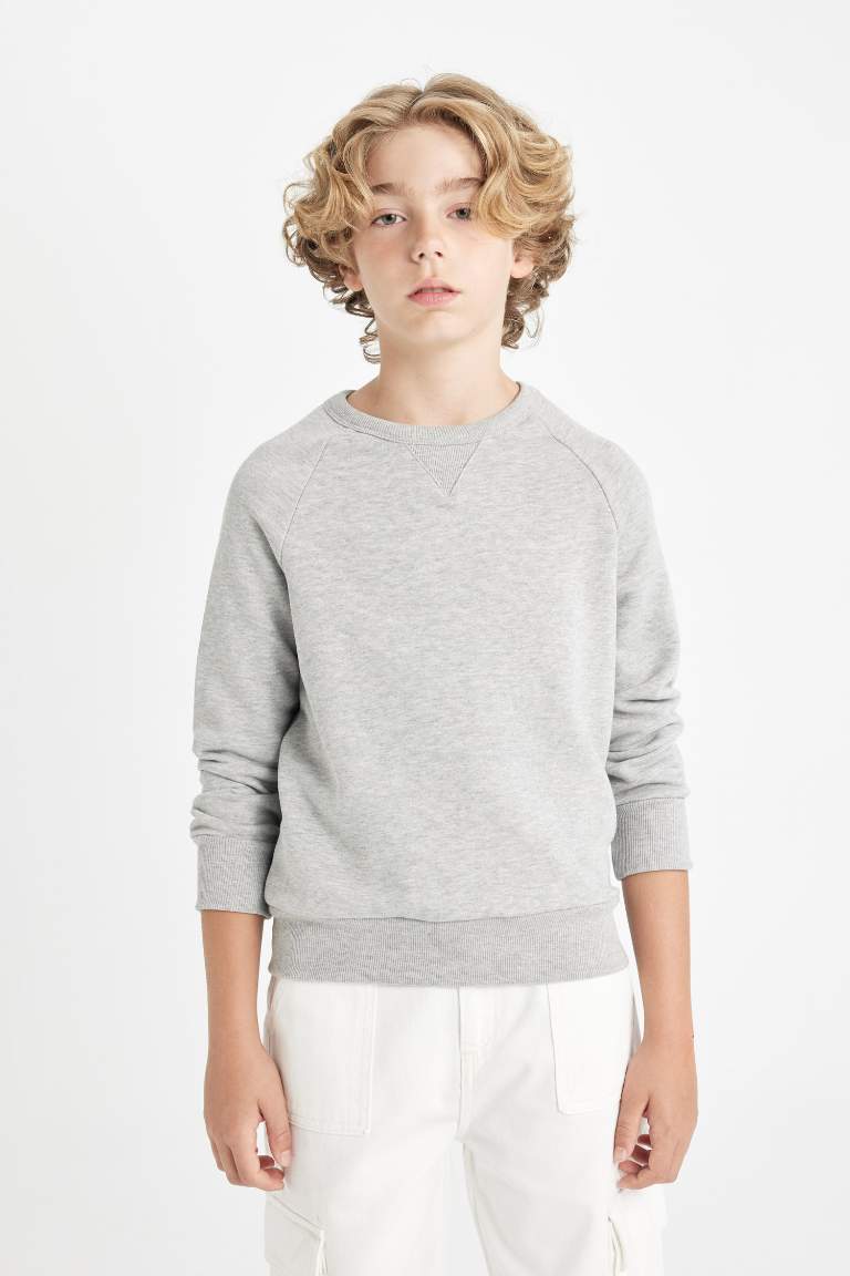 Boy Boy Crew Neck Gray School Sweatshirt