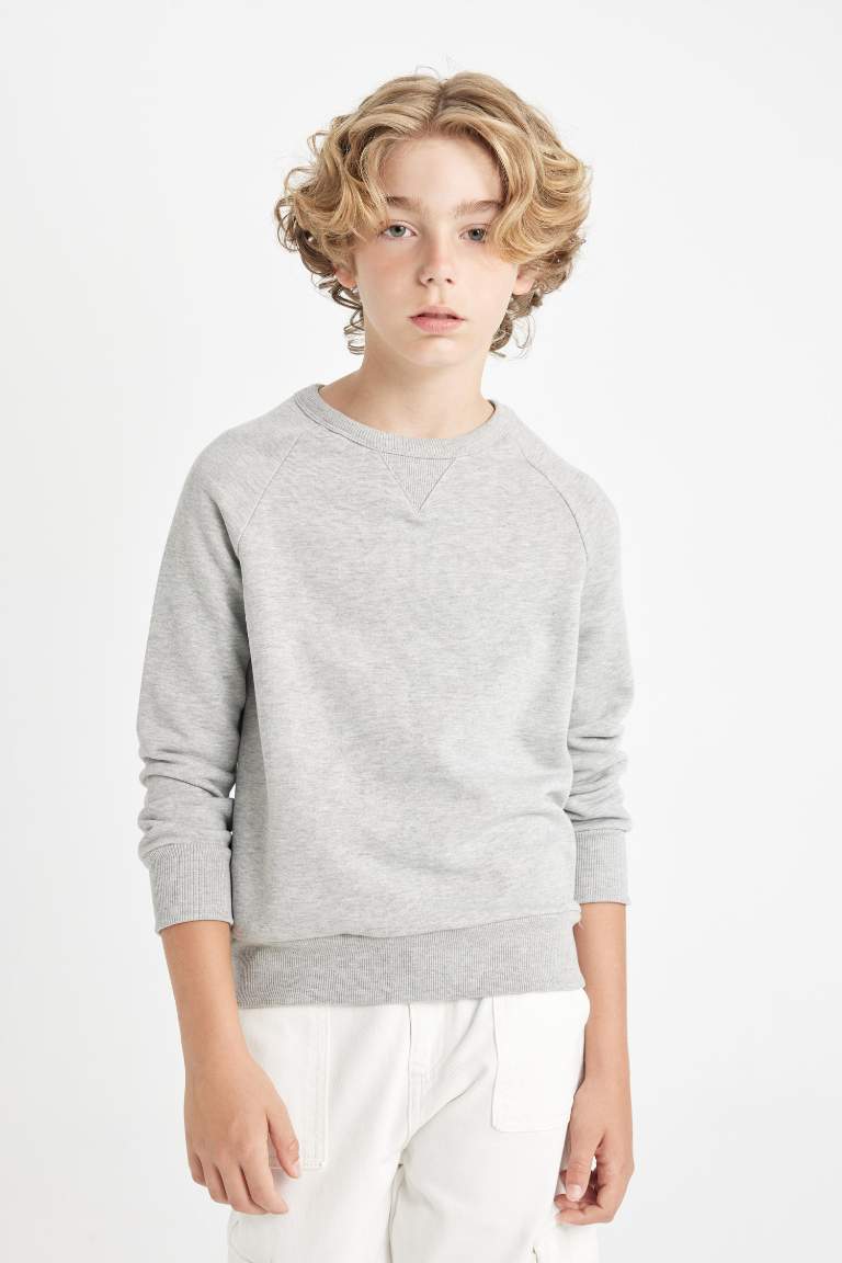 Boy Boy Crew Neck Gray School Sweatshirt