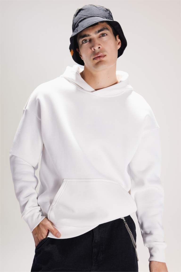 Oversize Fit Hooded Basic Sweatshirt
