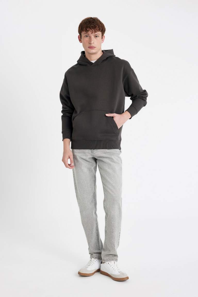 Oversize Fit Hooded Basic Sweatshirt