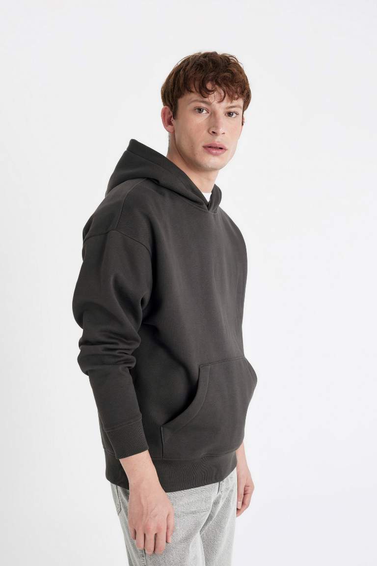 Oversize Fit Hooded Basic Sweatshirt