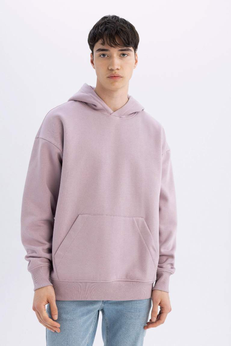 Oversize Fit Hooded Basic Sweatshirt