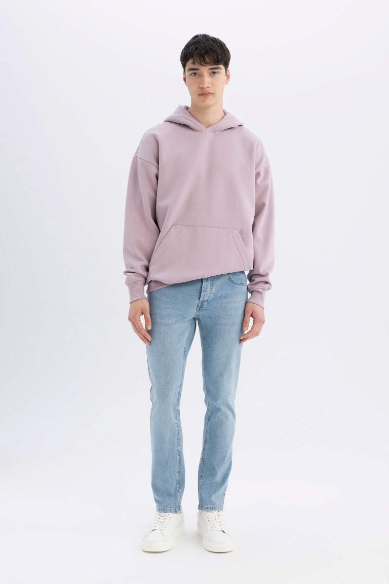 Oversize Fit Hooded Basic Sweatshirt