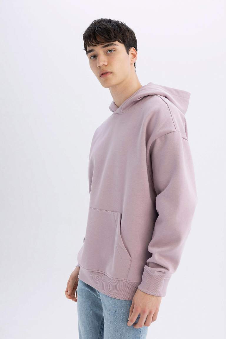 Oversize Fit Hooded Basic Sweatshirt