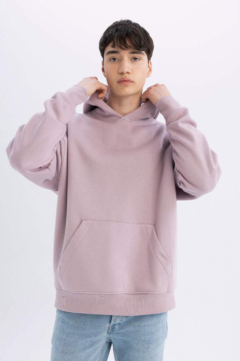 Oversize Fit Hooded Basic Sweatshirt