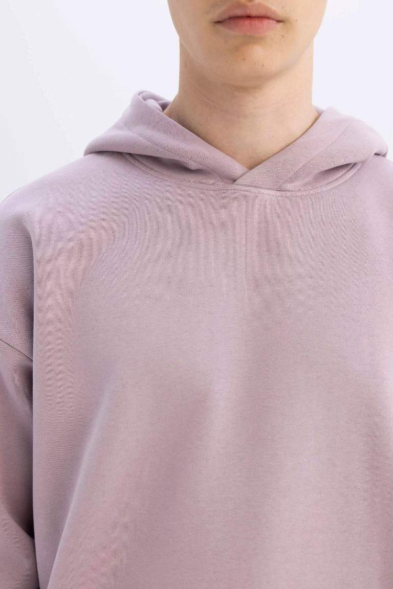 Oversize Fit Hooded Basic Sweatshirt