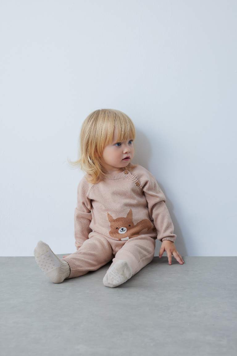 طقم بناتي بطبعة حيوانات قطن - قطعتين