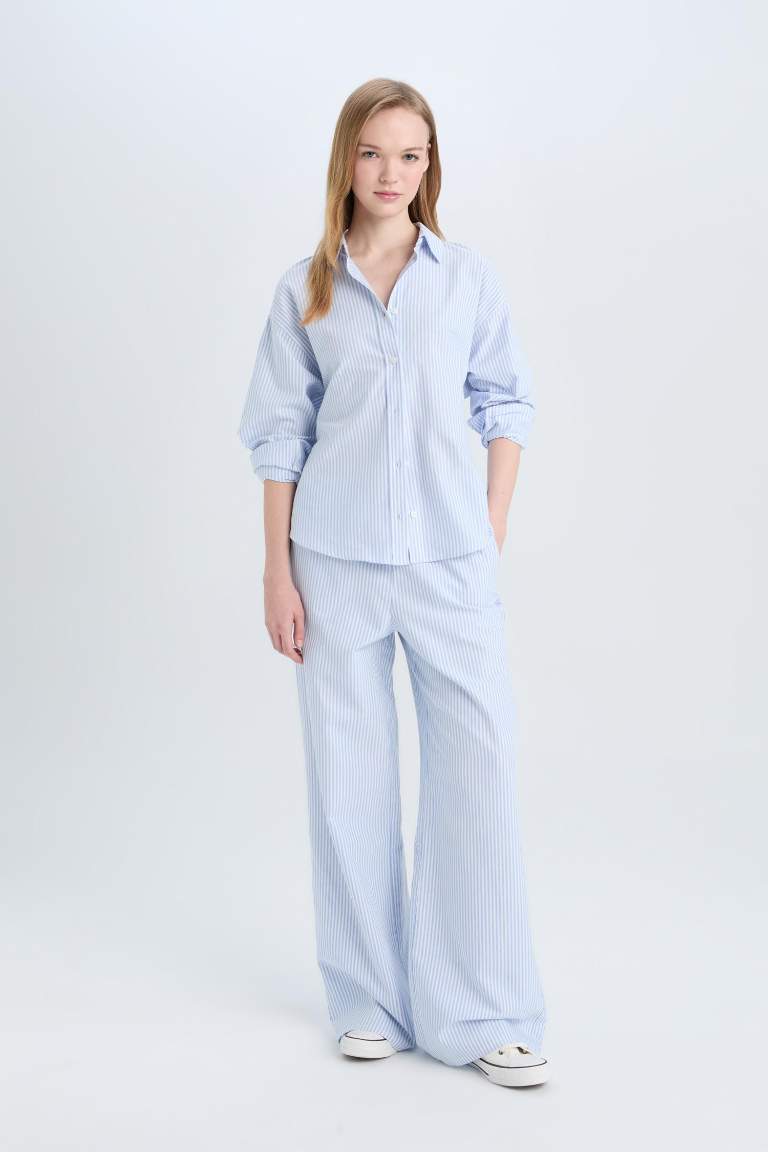 Chemise oxford oversize rayée à manches longues