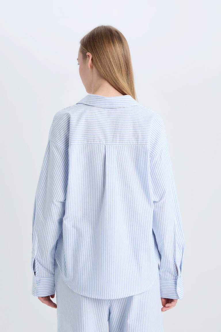 Chemise oxford oversize rayée à manches longues