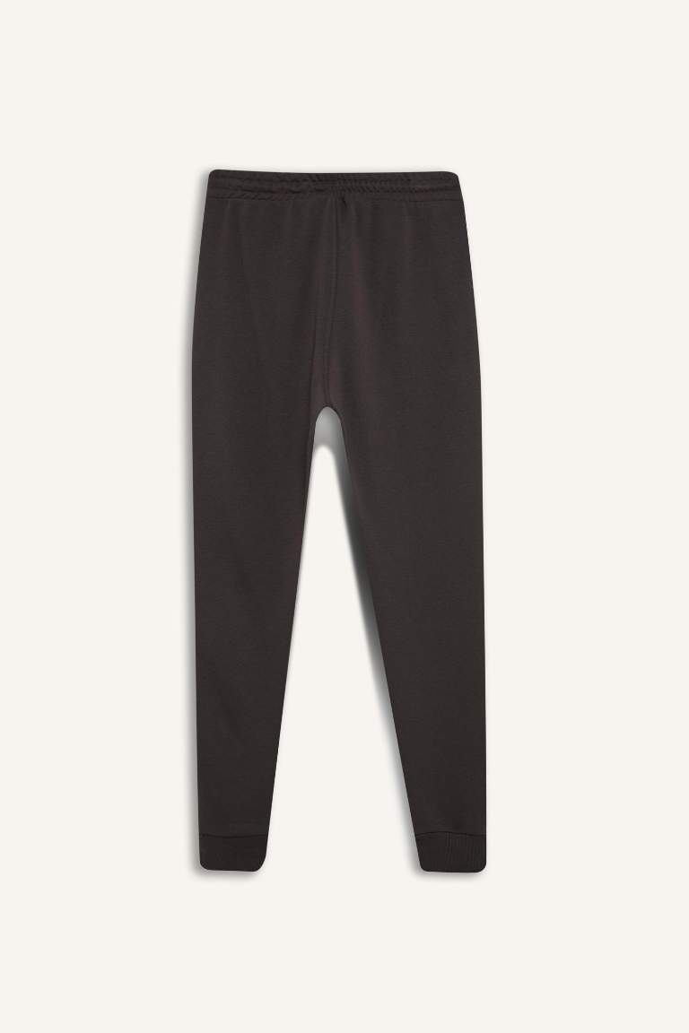 Slim Fit Rib Hem Zipper Pocket Sweatpants