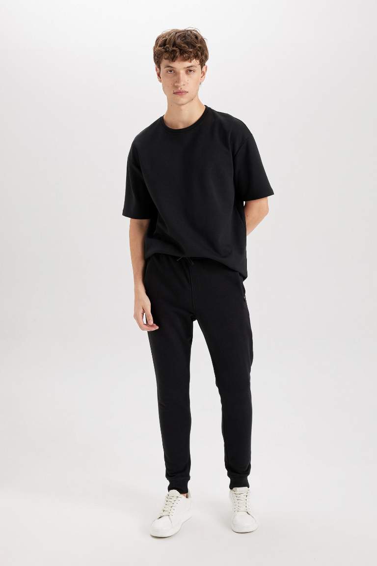 Slim Fit Rib Hem Zipper Pocket Trousers