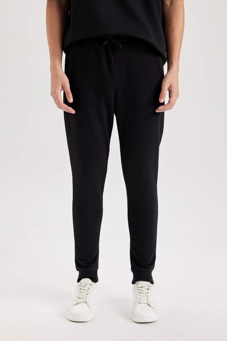Slim Fit Rib Hem Zipper Pocket Trousers