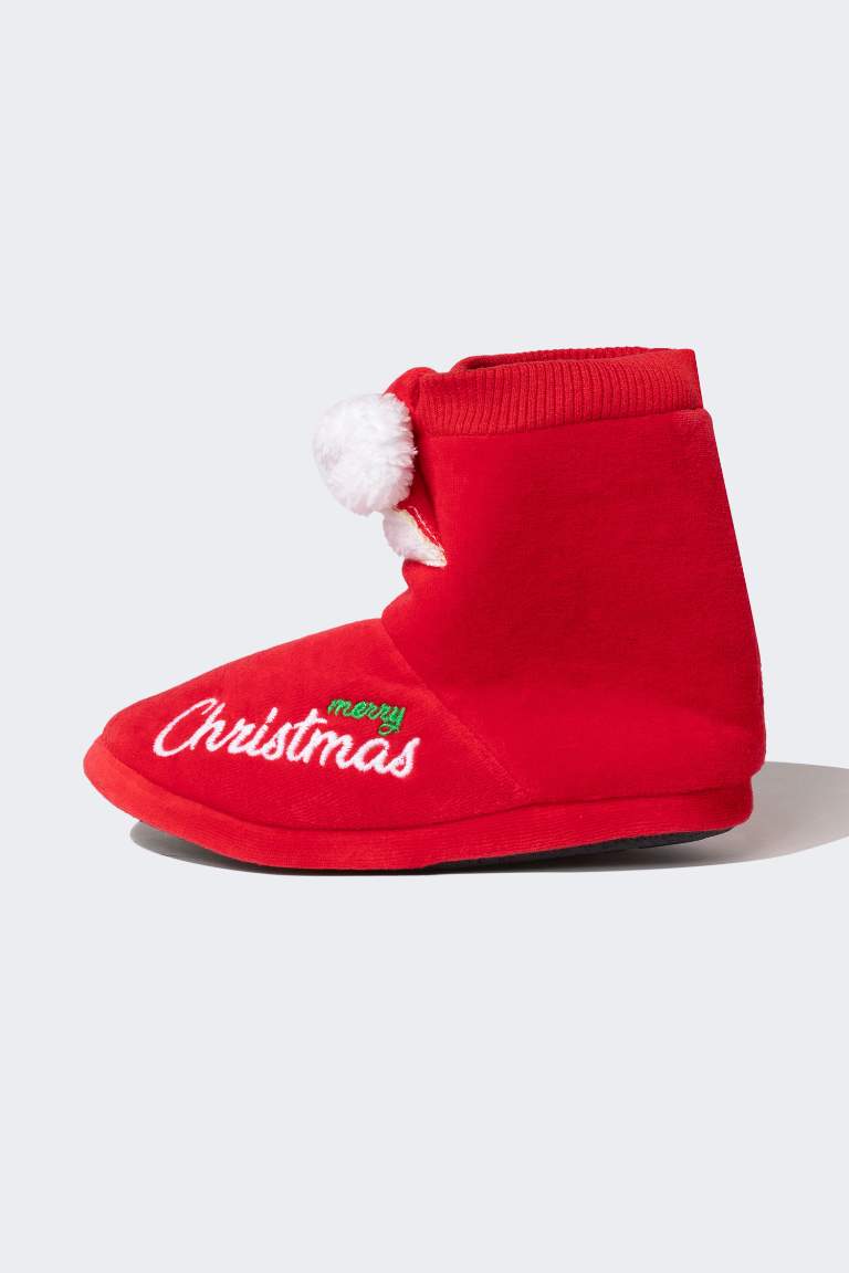 Boy Christmas Themed Flat Sole Home Slippers