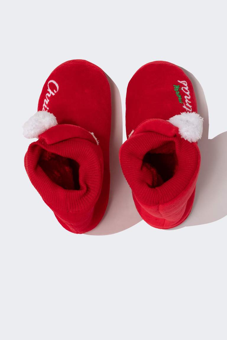 Boy Christmas Themed Flat Sole Home Slippers