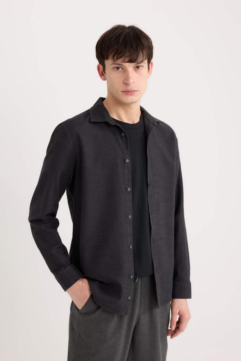 Slim Fit Cotton Long Sleeve Shirt