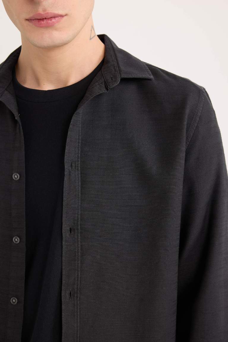 Slim Fit Cotton Long Sleeve Shirt