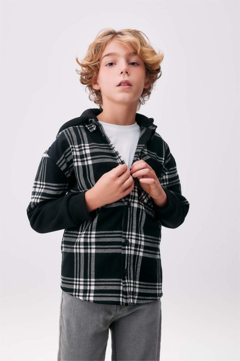 Boy Printed Oversized Shirt - Black - SB2602015B