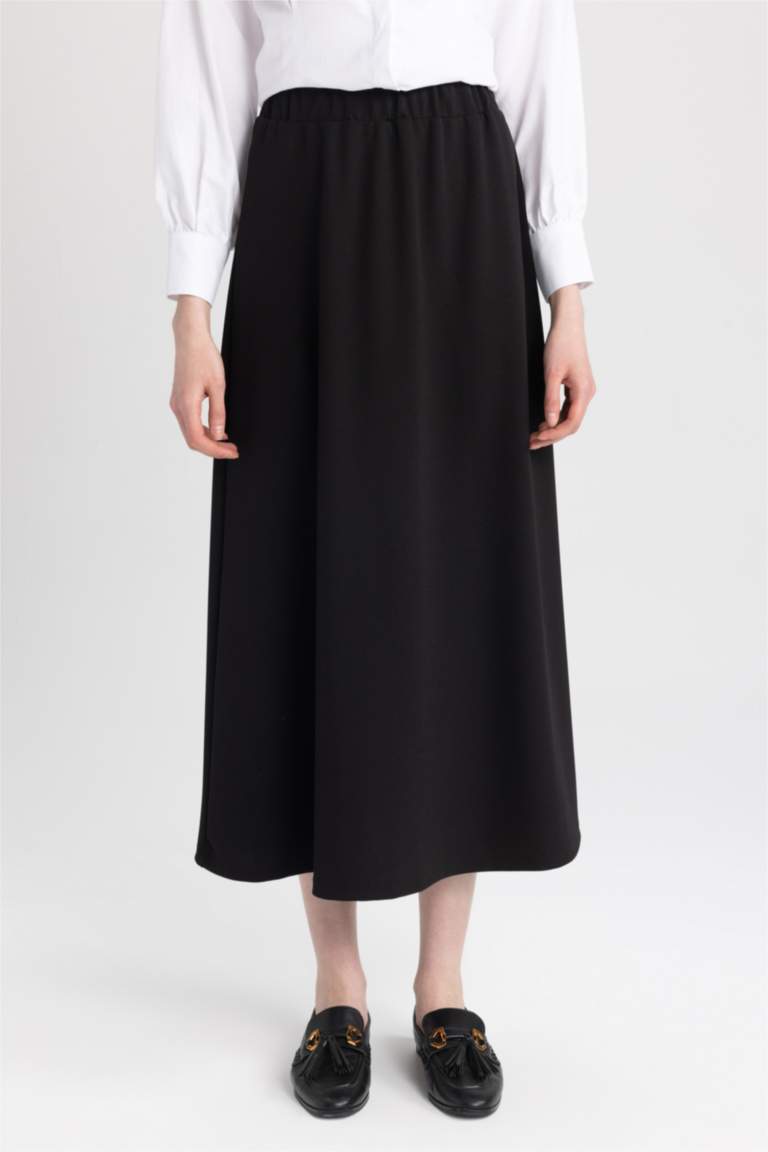 Black WOMAN A Cut Scuba Diver Fabric Skirt 2816790 DeFacto