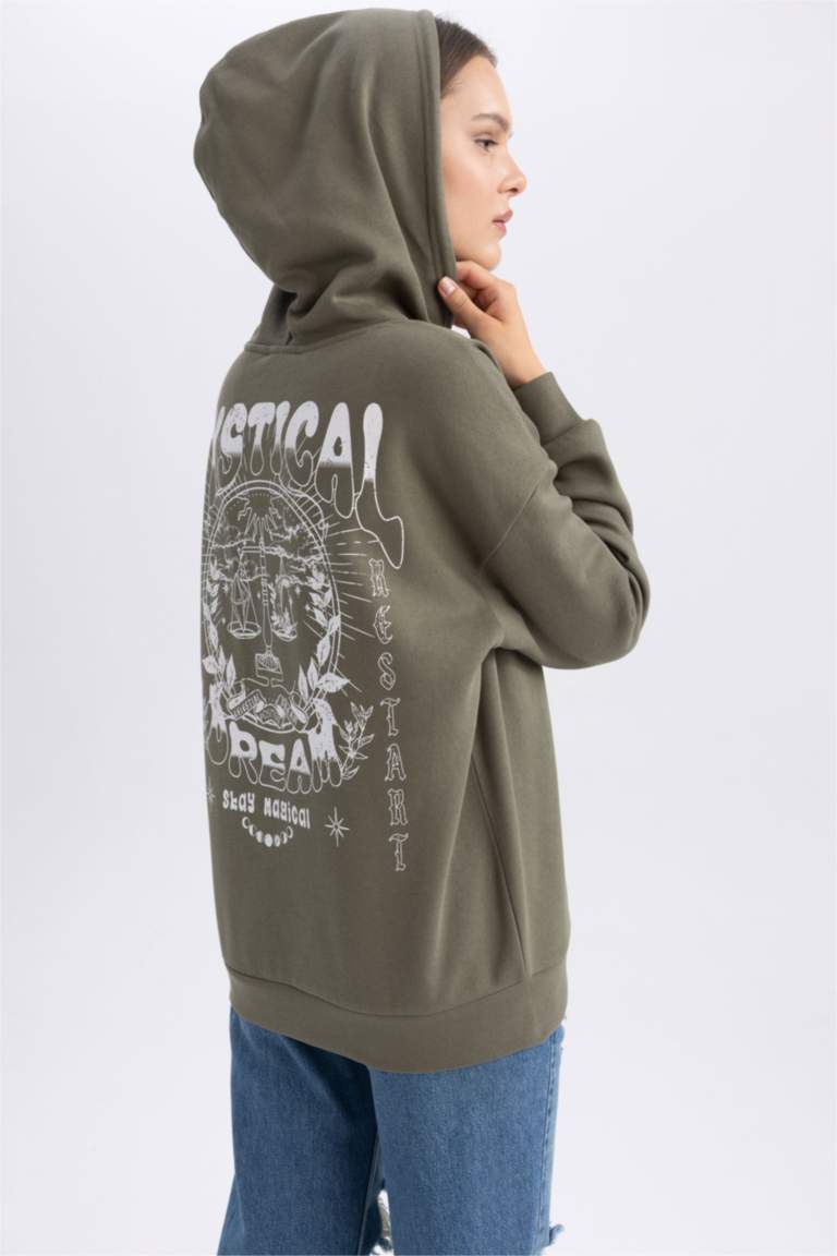 【超希少】ents.Limited Model“Silk Sweatshirt” Khaki WOMAN Oversize Fit Printed Long Sleeve Sweatshirt